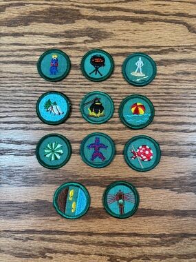 Vintage Green Circular Merit Patch Set Girl Scouts Boy Scouts